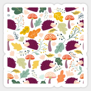 Hedgehogs in autumn Sticker